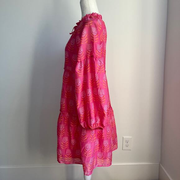 J. Marie Maeve Floral Dress XS Pink Orange - Picture 7 of 10